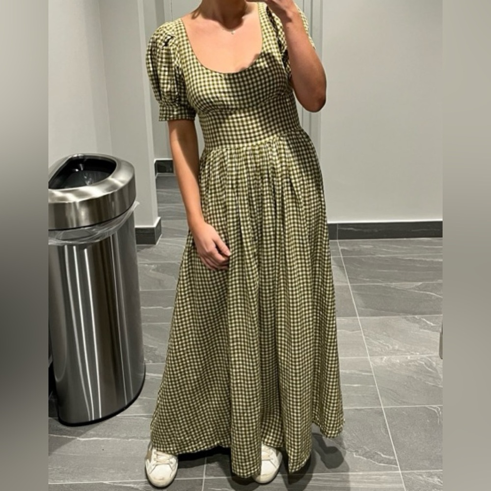 DÔEN Kennedy Dress in Olive Gingham | S - Picture 10 of 11